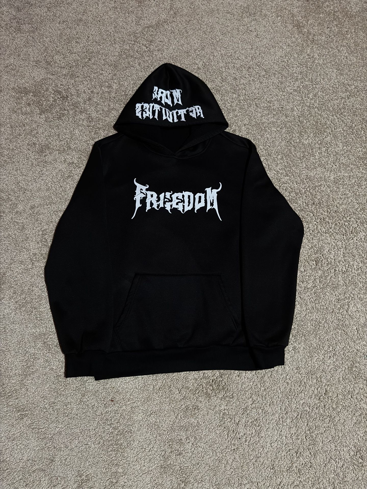 Black and white FREEDOM hoodie (SIZE: MEDIUM)