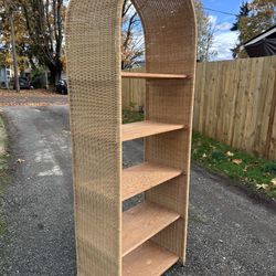 Vintage Boho Wicker Display Shelf/Bookcase