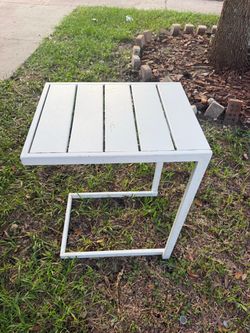 White Metal Outdoor Side Table