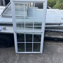 New double window Double pane square grid opening 31-1/4” x 59-1/4”  single hung vinyl Windows 