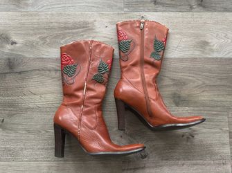 Colin Stuart Brown Genuine Leather Zip Up Cowboy Western Boots Women’s 8.5