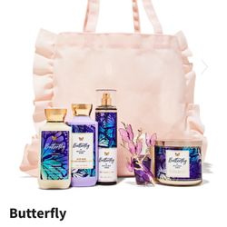 Bath & Body Works Butterfly Gift Tote Set. 