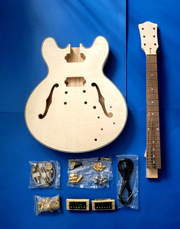 NEW! DIY Electric Guitar Builders Kit - Gibson Style - 335 Shape - Semi-Hollow Body 