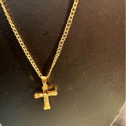 316 stainless steel  gold plated Tarnish Free cross necklace