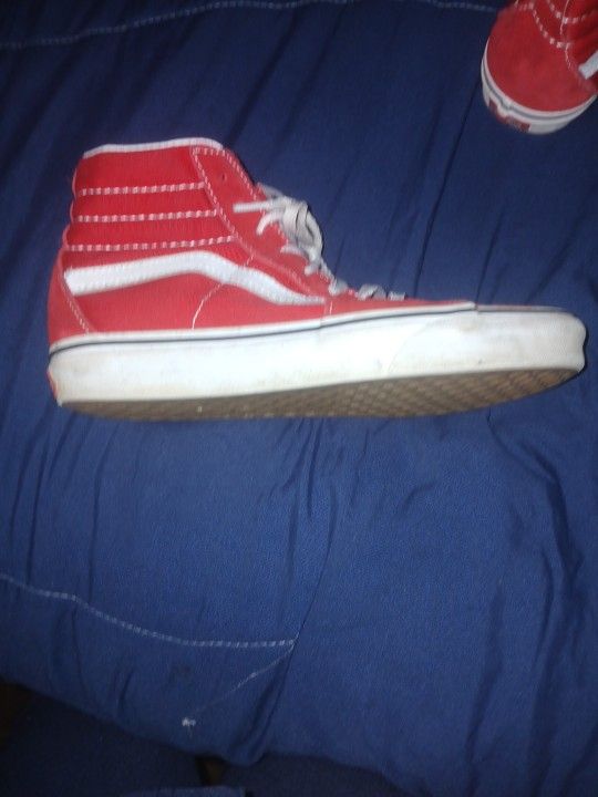 Red And White Van's Size 8