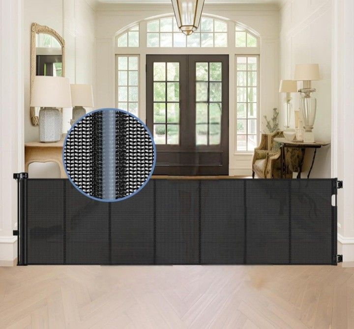 Reinforced 90 Inch Retractable Baby & Dog Gate - Extra Wide & Long for Large Openings