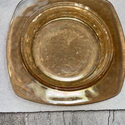 Vintage Jeannette Floragold Louisa Iridescent Depression Glass Butter Dish Base