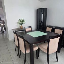 Dining table set plus 6 suede chairs