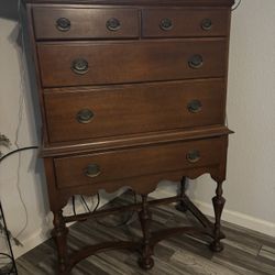 Antique Sligh Tall Boy Dresser With Spindle Legs Beautiful Furniture 