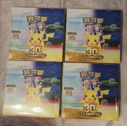 $125 Per Box | Factory Sealed 30th Celebration Booster Boxes | T-Chinese Pokemon Trading Cards