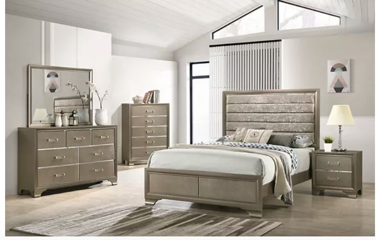 New Queen Bed Dresser Mirror Nightstand