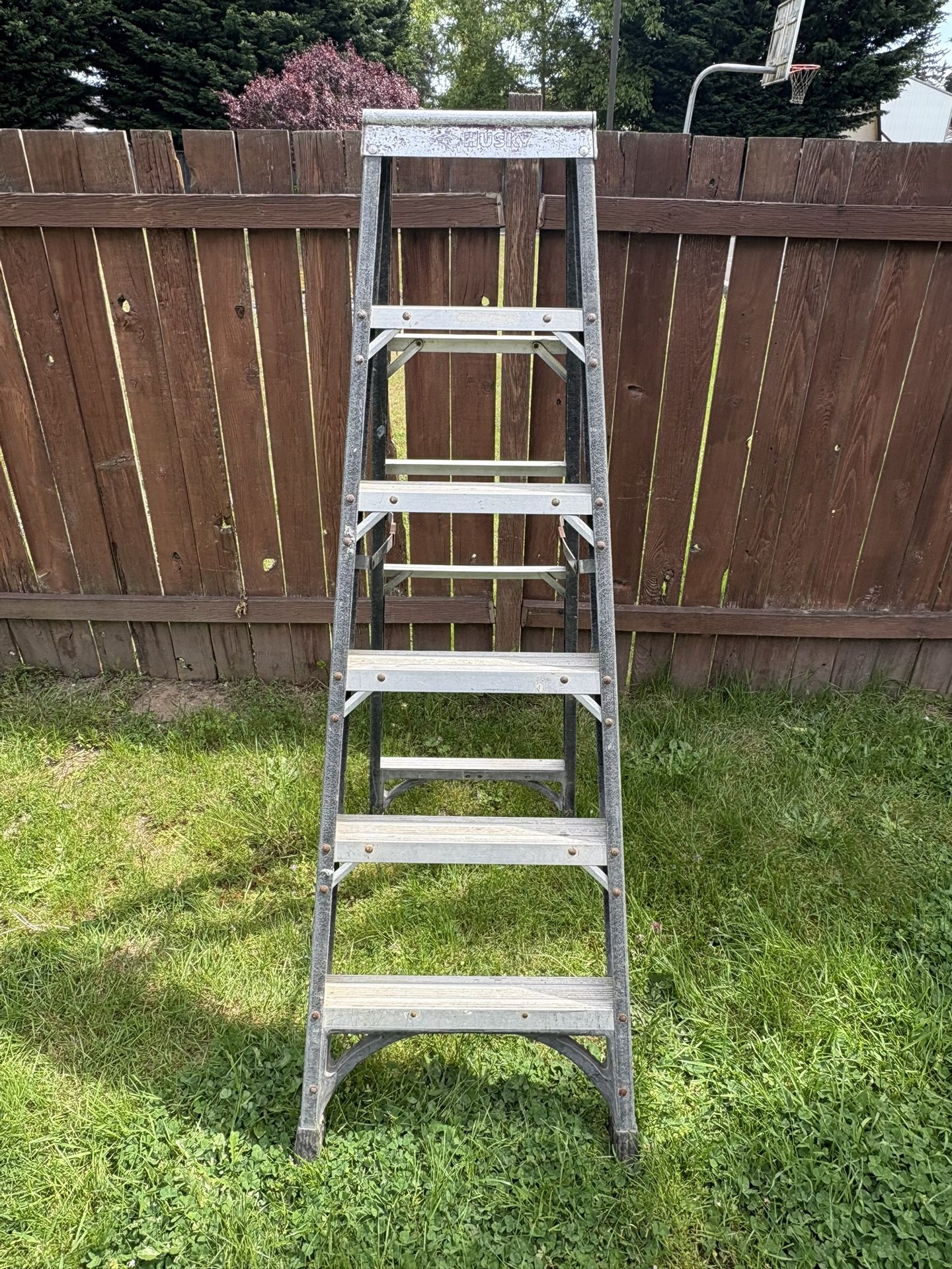 Husky 6 ft. Fiberglass Twin Step Ladder with 375 lbs. Load Capacity Type IAA Duty Rating