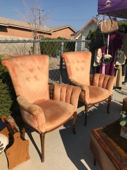 2 Vintage High Back Upholstered Chairs