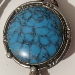 Vintage Bolo Tie Turquoise And Silver 