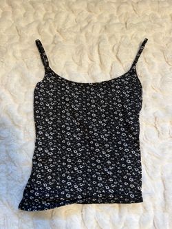 Black Floral Spaghetti Strap Tank Top