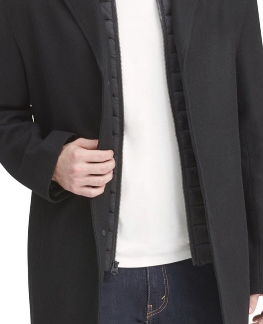 Dockers Men's The Henry Wool Blend Top Coat Black Size Medium