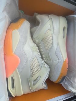 Size 9 men’s women’s 10.5 Air Jordan 4 Retro White Orange Sneakers