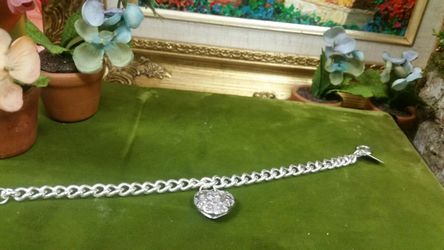 Stainless steel 8 inch heart charm bracelet