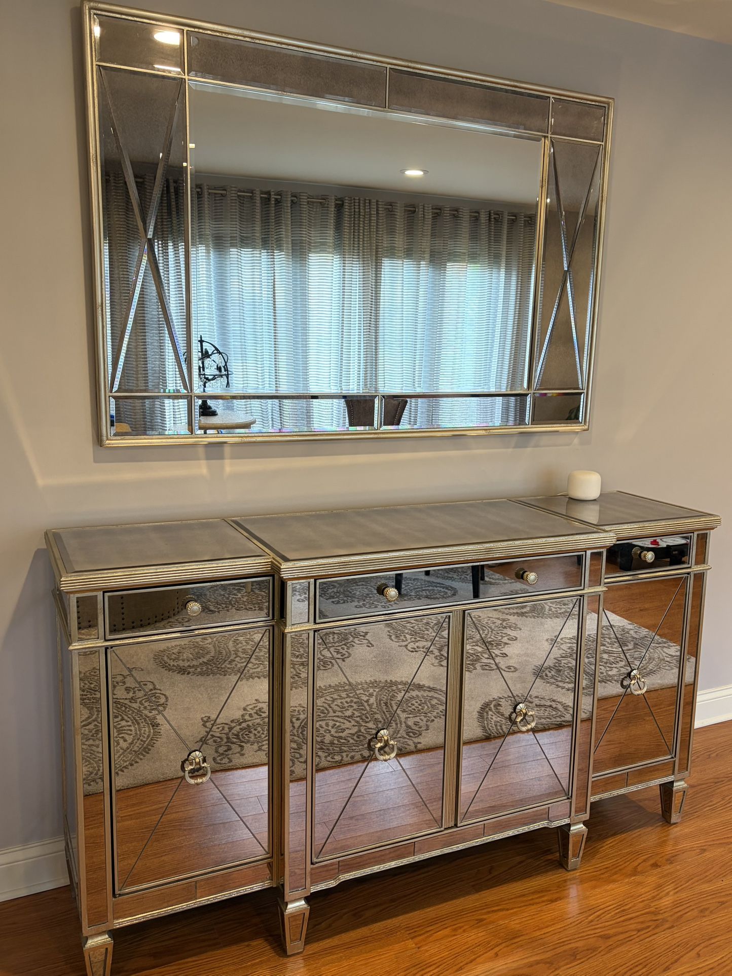 Mirrored Buffet Cabinet And Wall Mirror