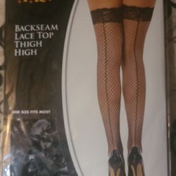Back Seam Lace Top Thigh Highs