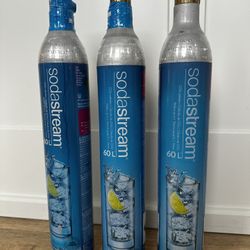 SodaStream CO2 Gas Refill 3 Pack - 1 NEW FULL & 2 Cylinders Ready To Refill, BLUE Screw-in System