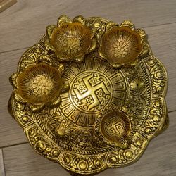 Gold Decorative Tray with 4 Bowls