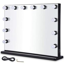 Hollywood Lighted Vanity Mirror 34x26 in Tabletop Wall Mount