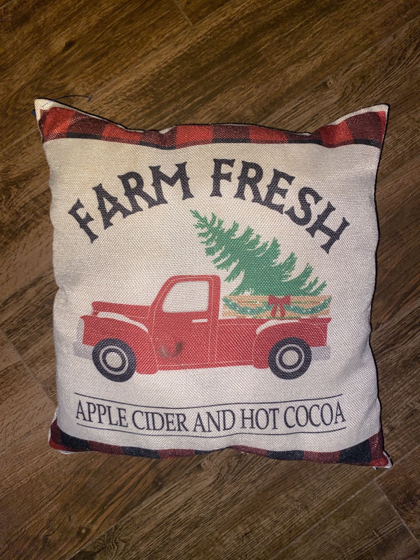 Farm Fresh Red Truck Decorative Pillow