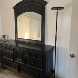 Black Wood Dresser with Mirror