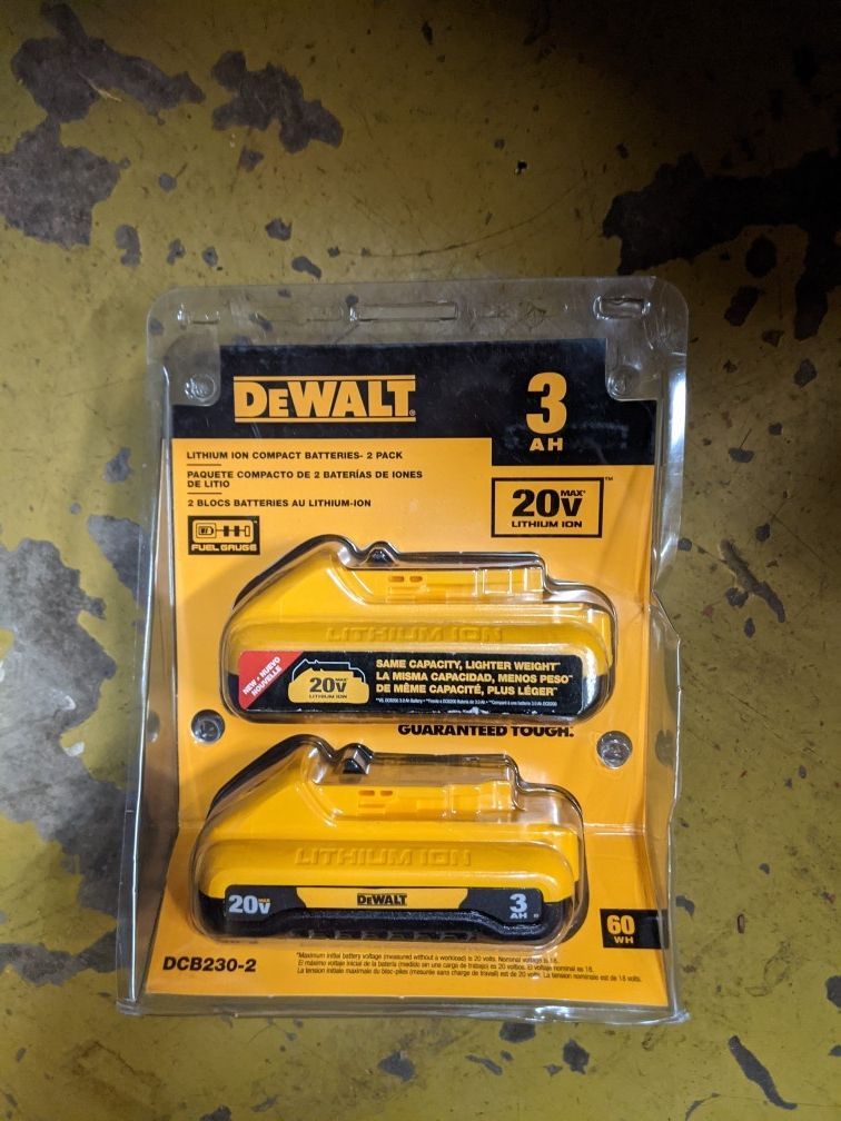 DEWALT 20-Volt MAX Compact Lithium-Ion 3.0Ah Battery Pack (2-Pack)