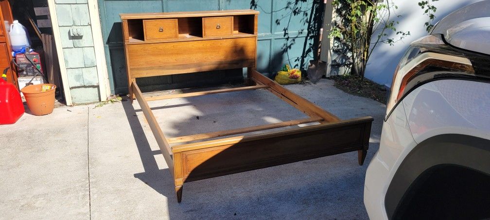 Vintage Full Bedframe w/ Headboard Storage (Minor Damage)