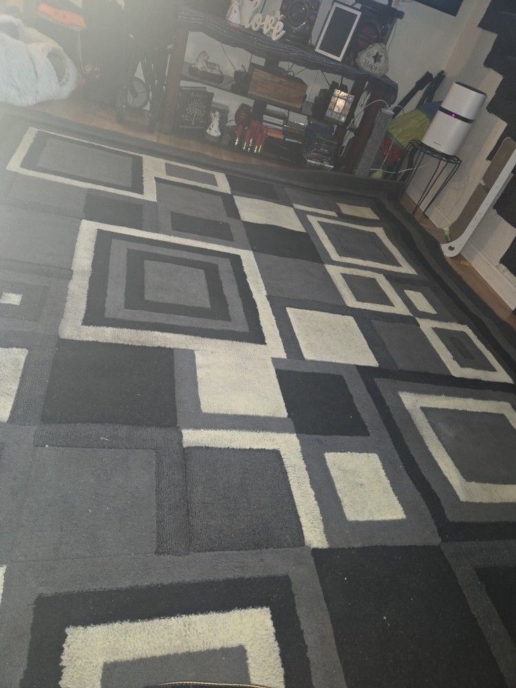 Abstract Black N Grey Area Rug 8x12