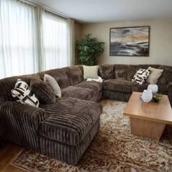 Brand New Plush Ashley Midnight Madness Brown Sectional 
