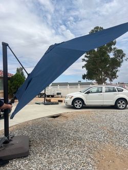 Sonkuki 10-ft Aluminum Navy Slide-tilt Cantilever Patio Umbrella with Base!