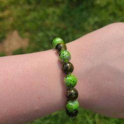 Handmade Green Beaded Adjustable Bracelet / Anklet 
