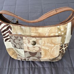 COACH Y2K Vintage Ergo Khaki Signature Patchwork Shoulder Hobo Bag 10808