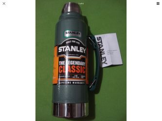 Great Stanley Thermos in the Classic Hammertone Green color.