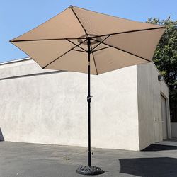 $60 (Brand New) Patio set (10ft umbrella and base stand) tilt crank, outdoor garden market, beige or red color 