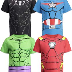 Marvel Captain America, Black Panther, Iron Man, Hulk Short SleeveT-shirt