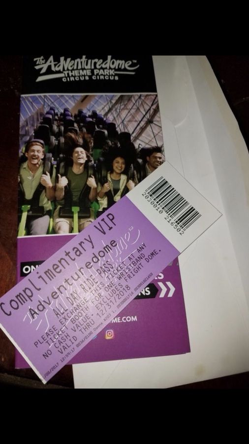 5 All day wristband tickets for the Adventure Dome @ Circus Circus!!