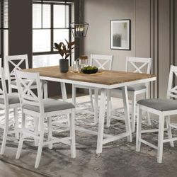 New Dinning Set Table With 6 Chairs Counter Hight