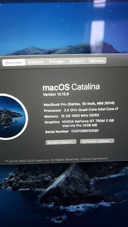2014-mid-15 Apple MacBook Pro 15" RETINA i7 2.5ghz - 3.8ghz Turbo Boost 4core 16gb RAM, 512GB SSD NVIDIA GT 750M