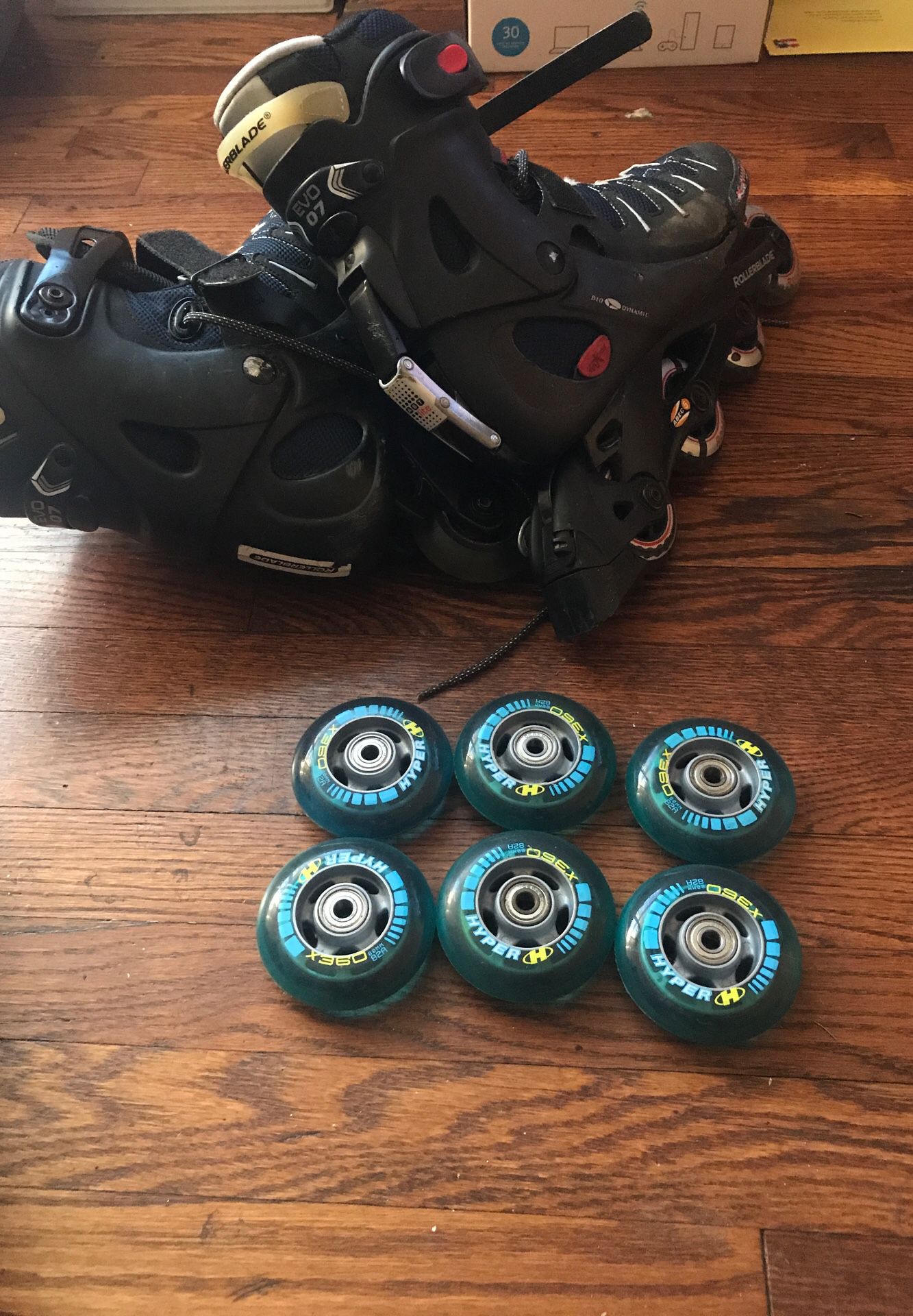 Rollerblades and extra wheels