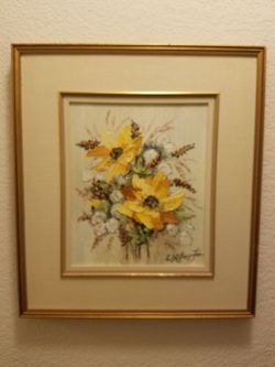 "Yellow Poppies and Moneytree"