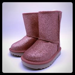 UGG Girls Toddler Kids Classic Short II Glitter Pink Boots - Various Toddler Sizes
