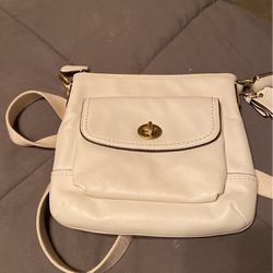 White Leather Coach Messenger Bag