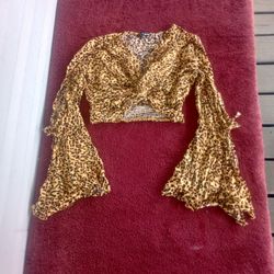 Fashion Nova leapard print cropped top size XS