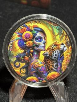 2023 Mexico Libertad Dia de los Muertos 1 oz Silver Colorized Libertad