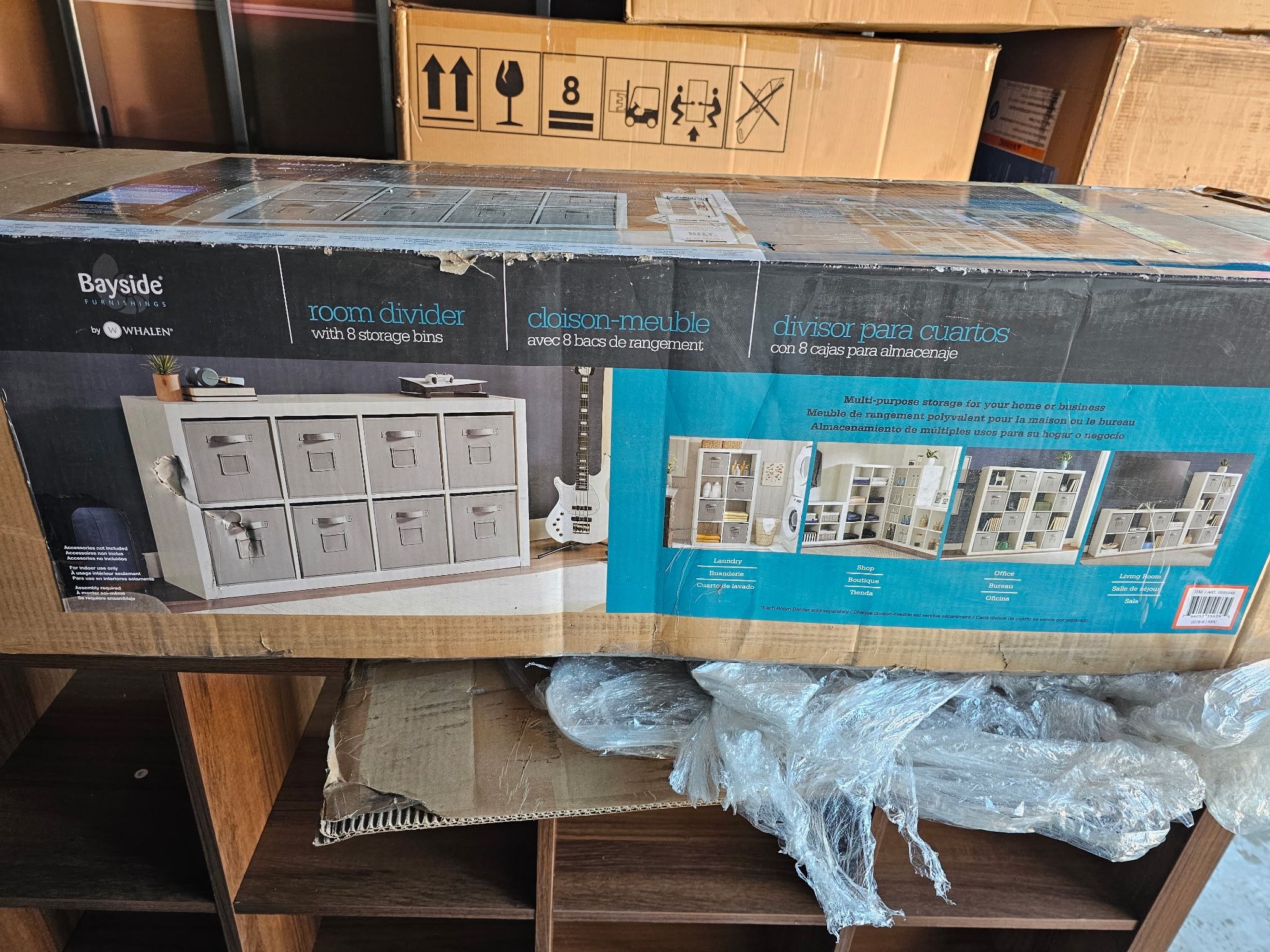 O'nin Room Divider with 8 Storage Bins
