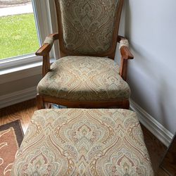 Lowered Price-Vintage Captain’s Chair With Ottoman